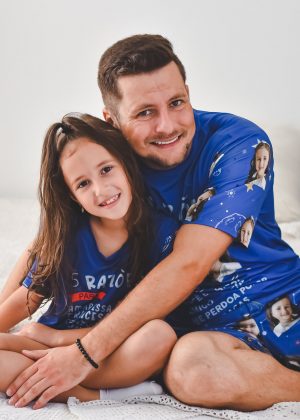 Combo Pijama Curto Pai e Filha Personalizado Foto Razões Lumaré