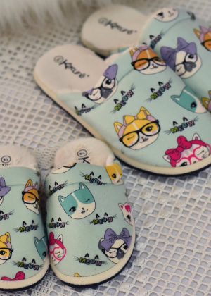 Pantufa Adulta Feminina + Pantufa Infantil - Meow