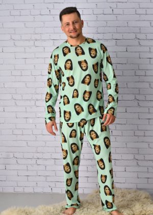 Pijama Malha Masculino com Foto - Verde Claro
