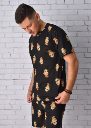 Pijama de Malha Masculino Personalizado com Foto - Preto