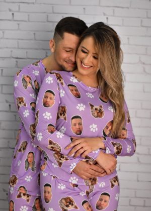 Pijama Casal Jersey Lilás