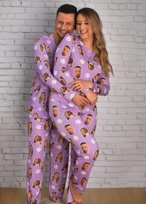 Pijama Casal Jersey Lilás