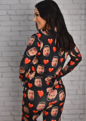 Pijama Feminino Jersey Preto Coração