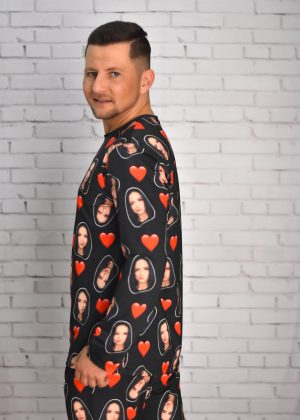 Pijama Masculino Jersey Preto Coração