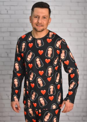 Pijama Masculino Jersey Preto Coração