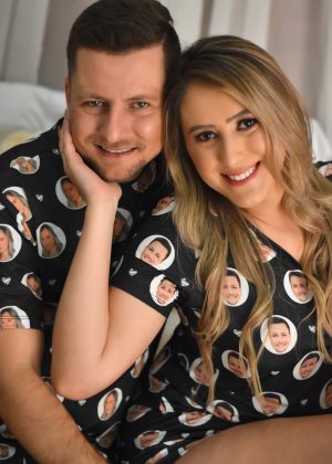 Pijama Casal Jersey Preto Tradicional