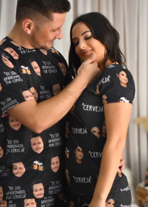 Pijama Casal Jersey Frase Combinada