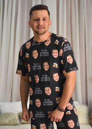 Pijama Masculino Jersey Frase Combinada