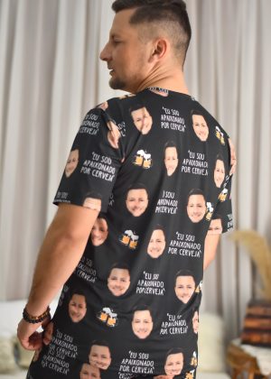 Pijama Masculino Jersey Frase Combinada