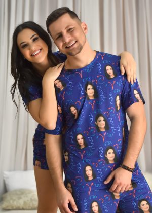 Pijama Casal Jersey Azul Marinho